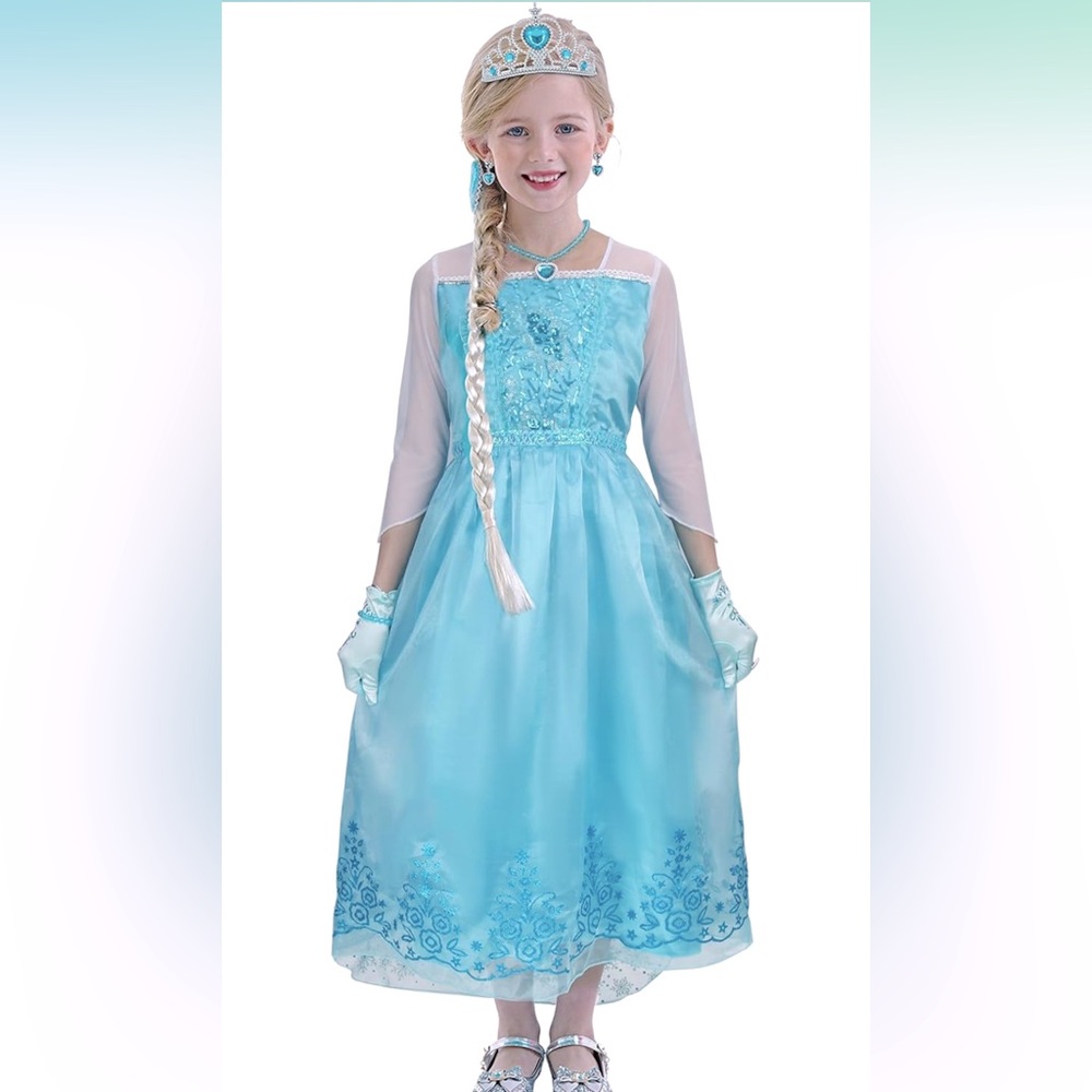 AMNPOLEN Little Girls Snow Princess Costume Dress Only - no accessories